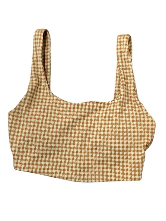 Madewell Tops - Madewell Square Neck Tan & Cream Gingham Sports Bra